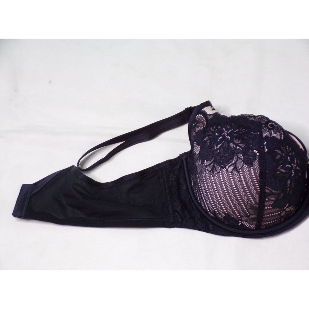 CURVY COUTURE Full Figure Tulip Strappy Lace Push-Up Bra Black 42C #1267 NEW $64 - Picture 7 of 9